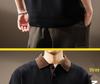 Men's High-End Heavyweight Cotton Color Block Polo Sweater - 2025 Spring/Autumn Collection