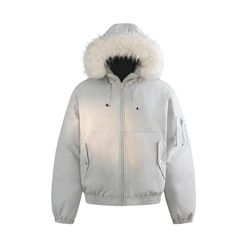 [Zhao Ruth] New Three-proof Cotton-padded Clothes Guochao Winter Big Fur Collar Tooling Parker Cotton Clothes Men