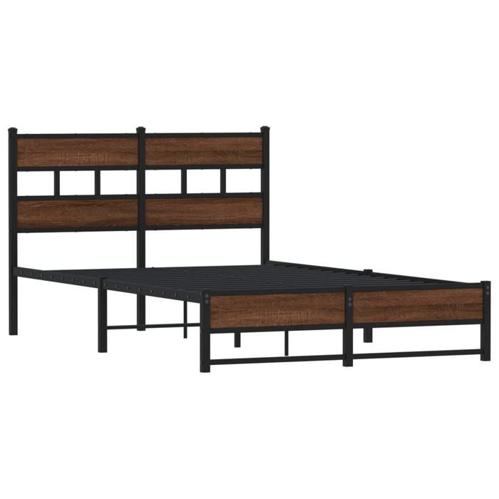 VidaXL Cadre de lit en métal sans matelas chêne marron 120x200 cm, lit double, meuble de chambre à coucher, lit d'invité, 4017324