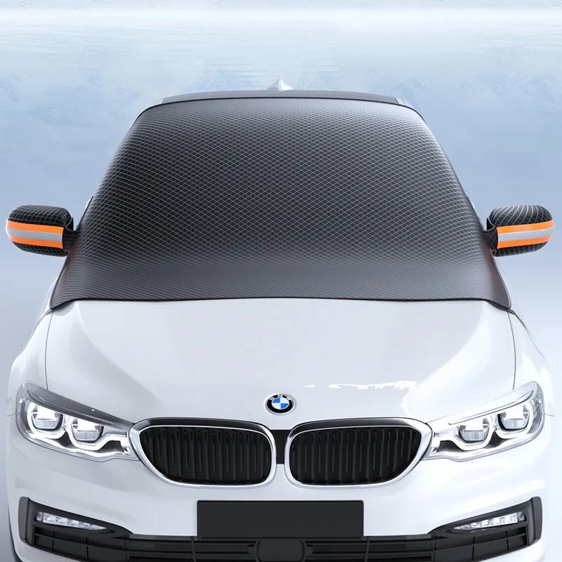 Black Car Snow Shield Front Windshield Sun Shield Glass Sun Visor Thick Magnetic Snow Cover Antifreeze Half Cover