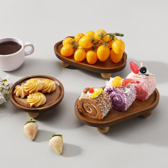 Wooden Display Tray Small Riser Pedestal Stand Rustic Elevated Tray Wooden Riser for Jewelry Perfumes Candles Plants Farmhouse Tabletop Decor