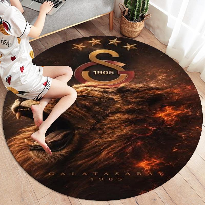 Galatasaray S Round Area Rug,Carpet Rug for Living Room Bedroom Sofa Playroom Decor,Non-slip Floor Mat