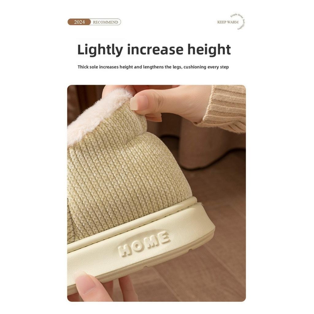 Cotton Slippers for Women, Winter Indoor Home Use, Plush Insulation for Couples, Thick Sole, Anti Slip Cotton Shoes for Men