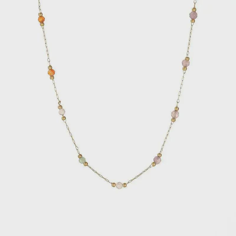 Colier din oțel titan cu mărgele colorate - lanț de claviculă rezistent la decolorare pentru femei