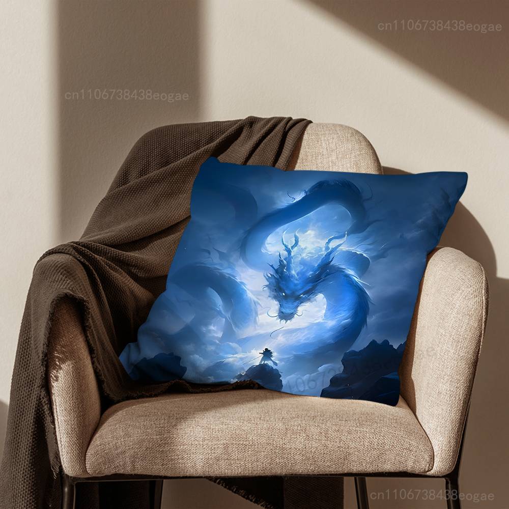Fashion Dragon Ferocious  Pillow Case Living Room Sofa Cushion Cover Suitable For Home Bedroom Decoration And Protector