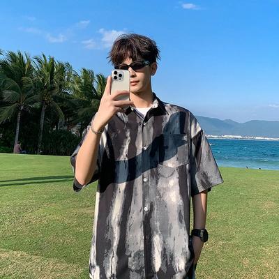 Camisa de Manga Curta Masculina Praia Verão Casual Bonito Solta Top de Alta Qualidade Roupa Homem Elegante Casual Marca de Vestuário Masculino