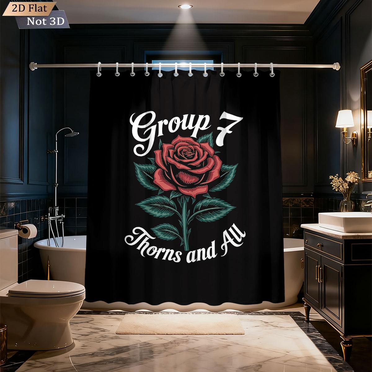 

1Pc Graffiti Style Group 7 Printed Waterproof Privacy Shower Curtain With 12 Hooks, Available In Multiple Sizes W60H190(CM)-1 Pcs