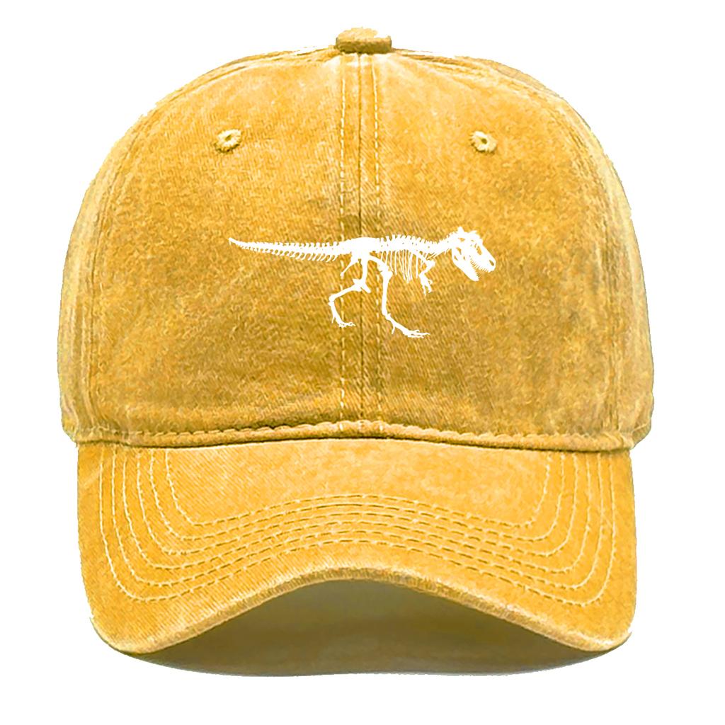 Skeleton Dinosaur Print Baseball Cap Adjustable Snapback Sun Cap Animal Sports Hat Retro Protective Hat For Unisex Women