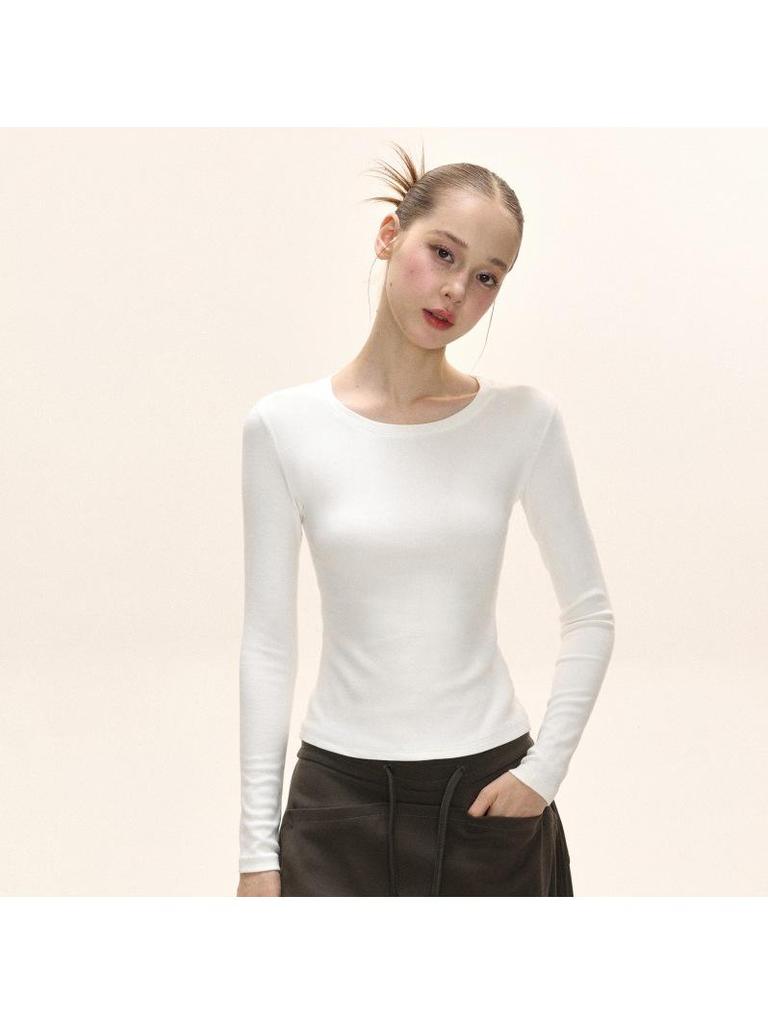 White Slim Fit Long Sleeve Crop Top - Autumn American Style