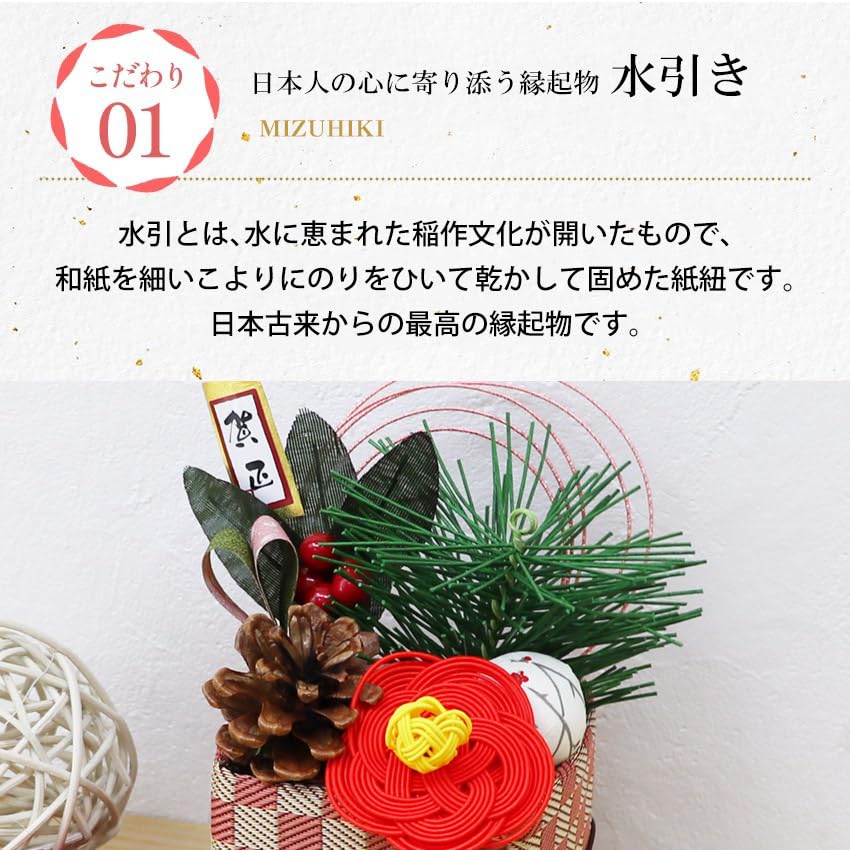 Osaka Choseido Kadomatsu New Year Made of Mizuhiki and Welcome Spring Height Free Original Wooden Card Tatami Rim Peach Checkerboard Ornament,