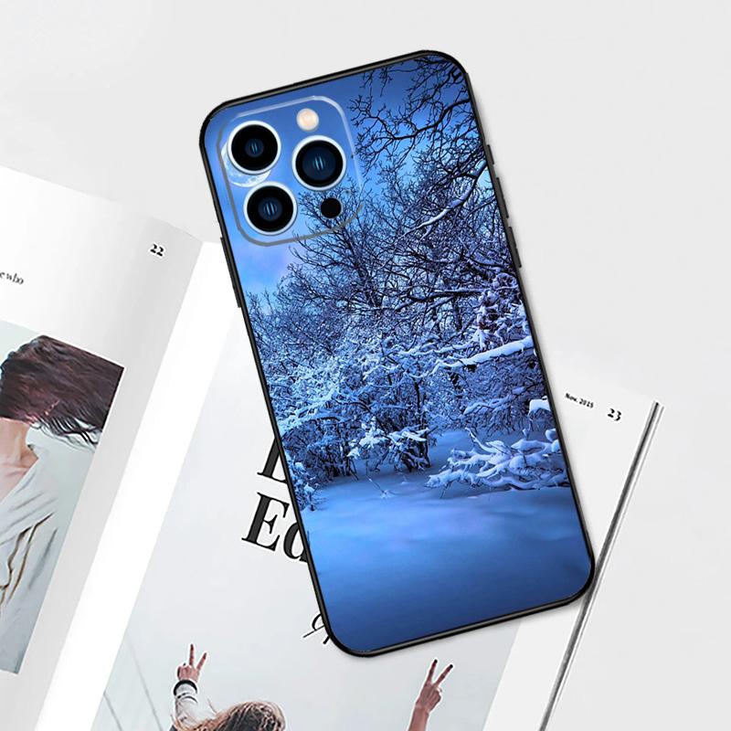 Landscape Winter Light Snow Case For iPhone 17 Pro Max 11 14 15 16 Pro Max 12 13 Mini 16 Plus 16e 17 Air Phone Cover