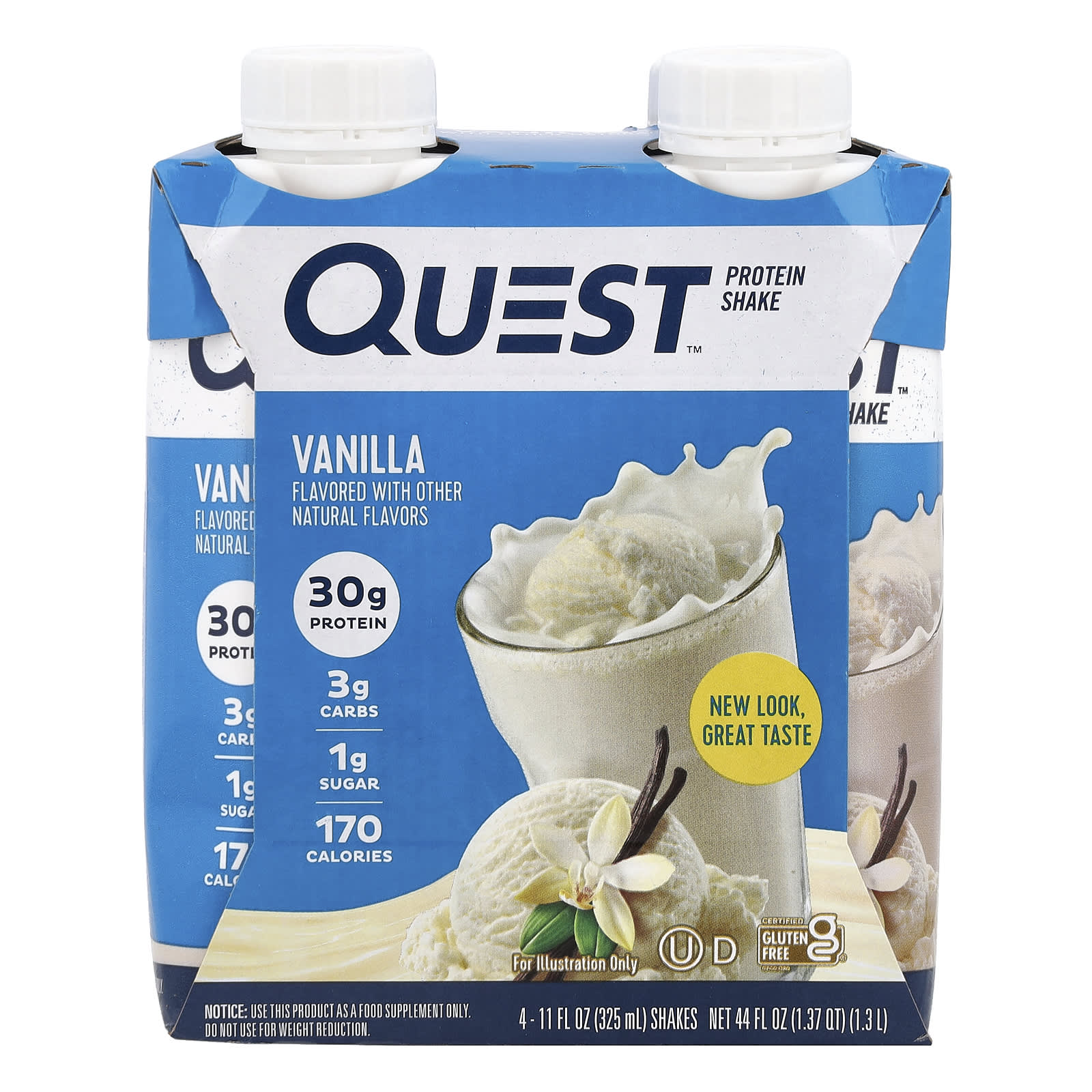 

Quest Nutrition, Protein Shake, Vanilla, 4 Count, 11 fl oz (325 ml) Each