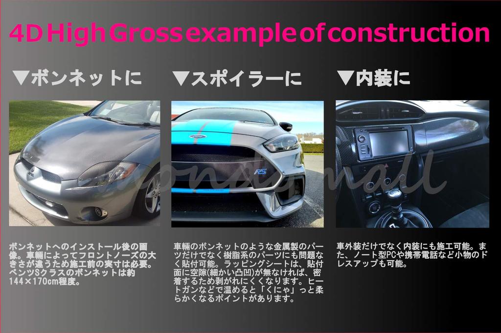 IlMondoMall 4D Carbon Sheet, High Gloss, Carbon Style, Carbon Sticker, General Purpose, Glossy Type