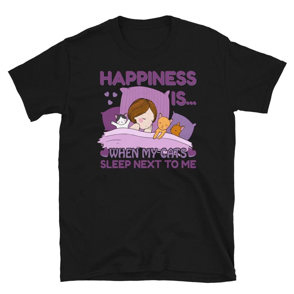 Happiness Cute Cat Funny Animal Kitty Cats T-Shirt S
