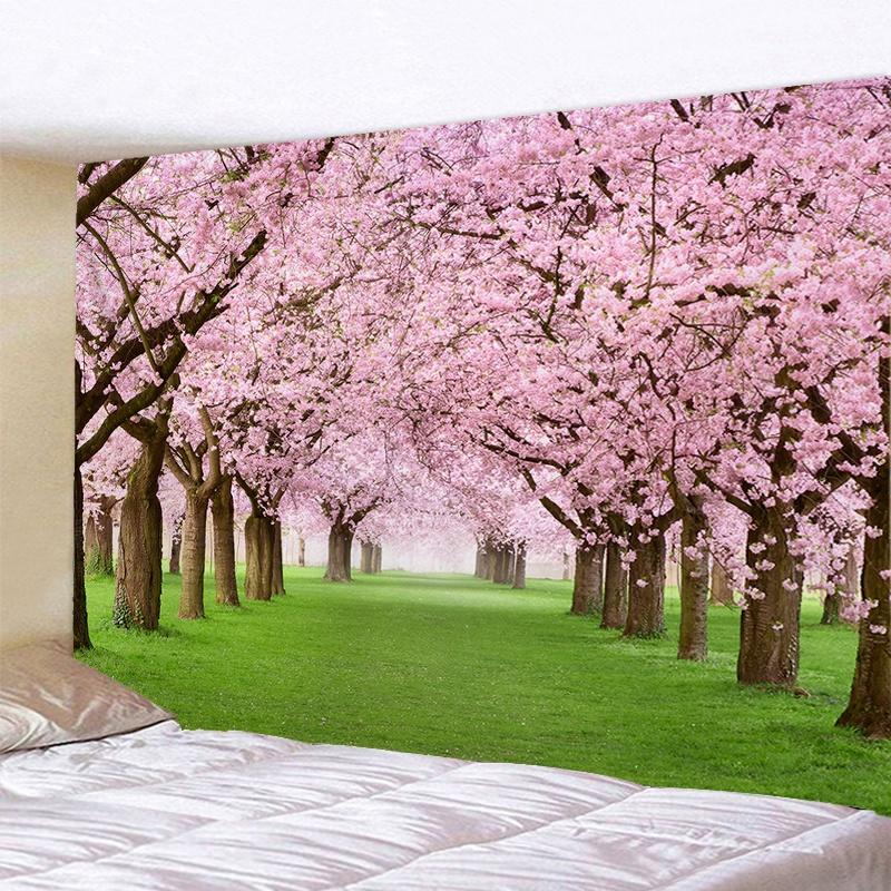 VIKAMA Japanese Cherry Blossom Tapestry Oriental Landscape Wall Hanging Decor for Bedroom Living Room Home Decor