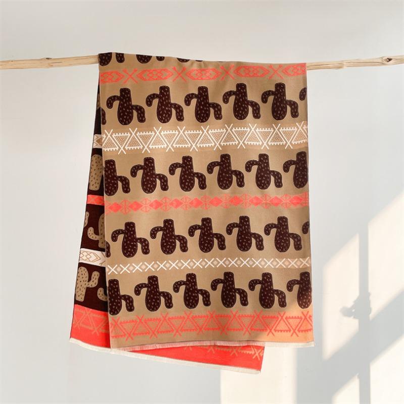 Eșarfă imitație de cașmir, decorație în stil nordic pentru femei, șal dublu cu două fețe, cu franjuri, eșarfă de toamnă și iarnă.