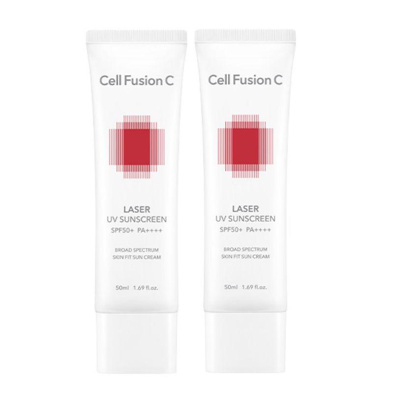 Cell Fusion C Laser UV Sunscreen Daily Derma Low Irritation Sun Cream SPF50+ PA++++ 50ml X 2
