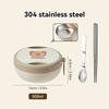 Portable Double-layer Lunch Container With Chopsticks Spoon Sealed 304 Stainless Steel Fruit Salad Lunch Box For Kids Students