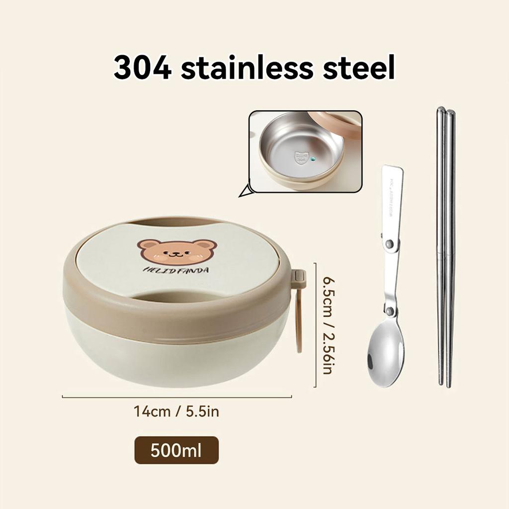 Portable Double-layer Lunch Container With Chopsticks Spoon Sealed 304 Stainless Steel Fruit Salad Lunch Box For Kids Students