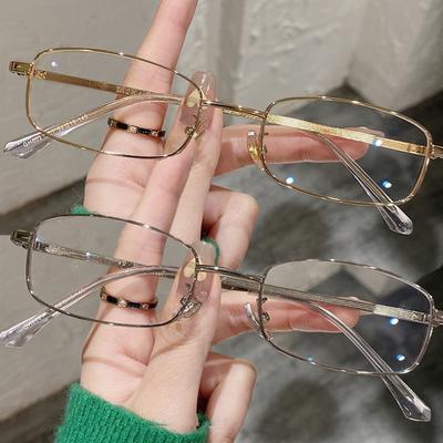 Gafas Y2K Harajuku de Metal con Montura Cuadrada para Mujer Hombre Retro Gafas Pequeñas Gafas Japonesas Decorativas Anti-luz Azul