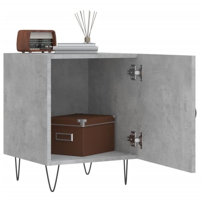 VidaXL Tables de chevet 2 pcs gris béton 40x40x50 cm bois d’ingénierie 827557