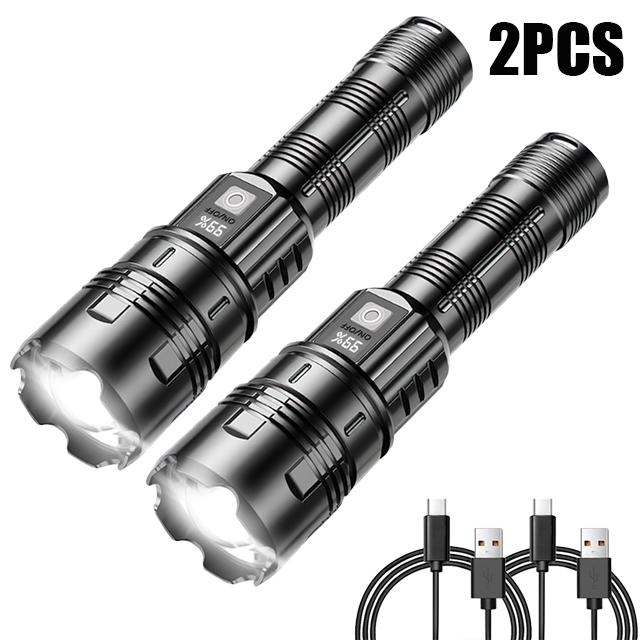 Portable Powerful LED Flashlight Built-in Battery Type-C Rechargeable Outdoor Long-range Camping Emergency Tactical Flashlight