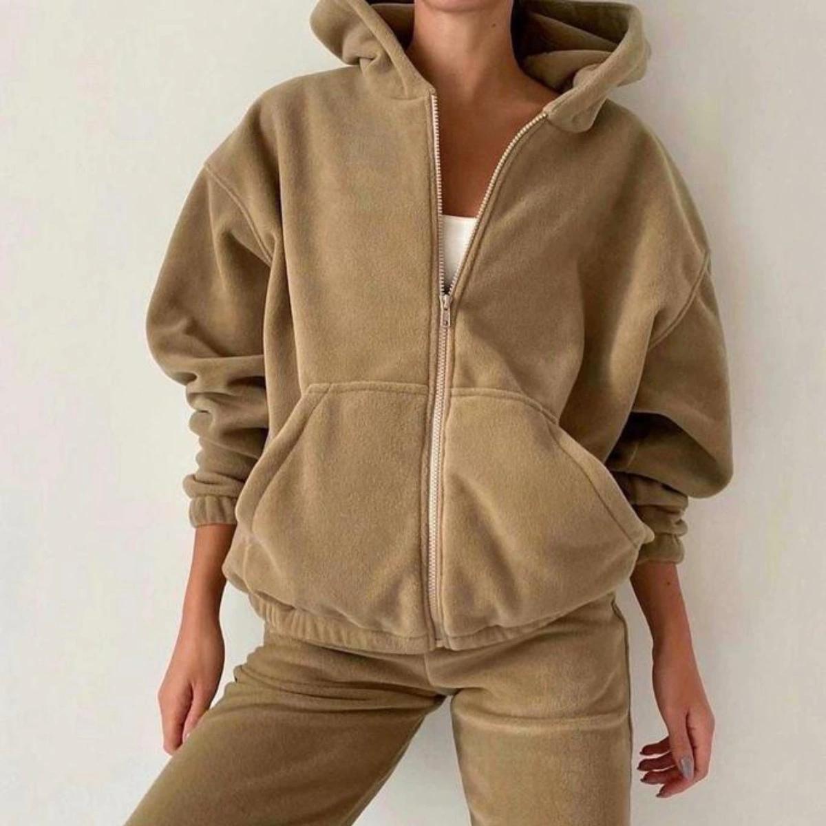 

Autumn and Winter Women s Fashion Sports and Leisure Hoodie Set XS сірий