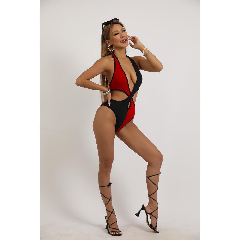 Maillot de bain une pièce Sexy européen et américain couleur unie maillot de bain en Nylon femme croix