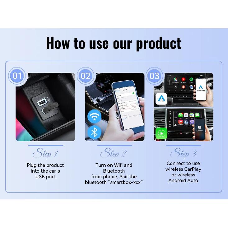 XUDA 2025 New Mini 2-in-1 Wireless CarPlay Adapter, Wired To Wireless CarPlay and Android Auto Smart Box, Stable Transmission
