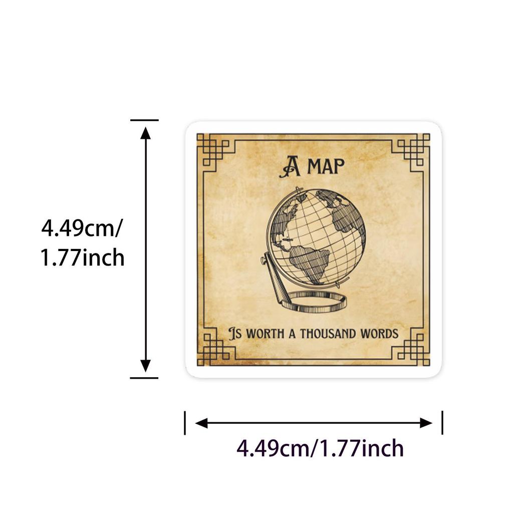 56-Piece Retro Travel Map Sticker Set, DIY Scrapbook & Journal Waterproof Material