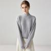 Women's Cashmere Jacquard Knit Sweater - Light Luxury Half-High Neck, Long Sleeve, Loose Fit, Skin-Friendly Base Layer.
