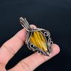 Tiger's Eye 999 Copper Wire Wrapped Pendant, Handmade Gemstone Pendant , Gift For Mom Antique Jewelry