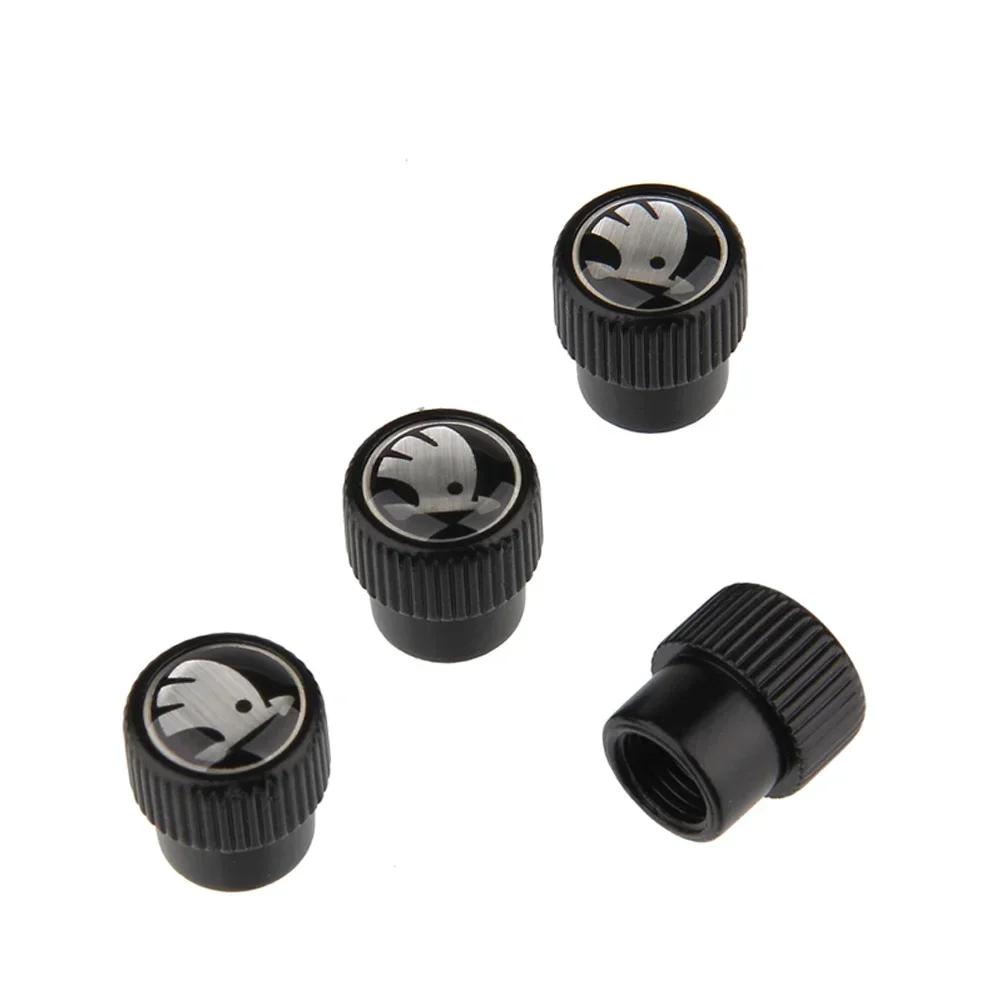 For Skoda Octavia A7 Superb 2 Fabia Rapid Yeti Kodiaq Kamiq 4pcs Valve Stem Dust Caps Exterior Automobiles Wheels Decoration FD9