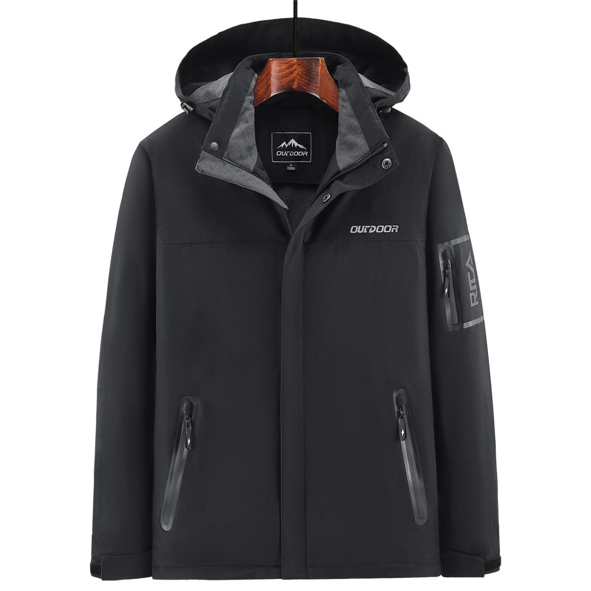 

Fleece Thickened Men s Outdoor Loose Large Size Multi-Pocket Jacket Men s Windproof Waterproof Jacket 5XL