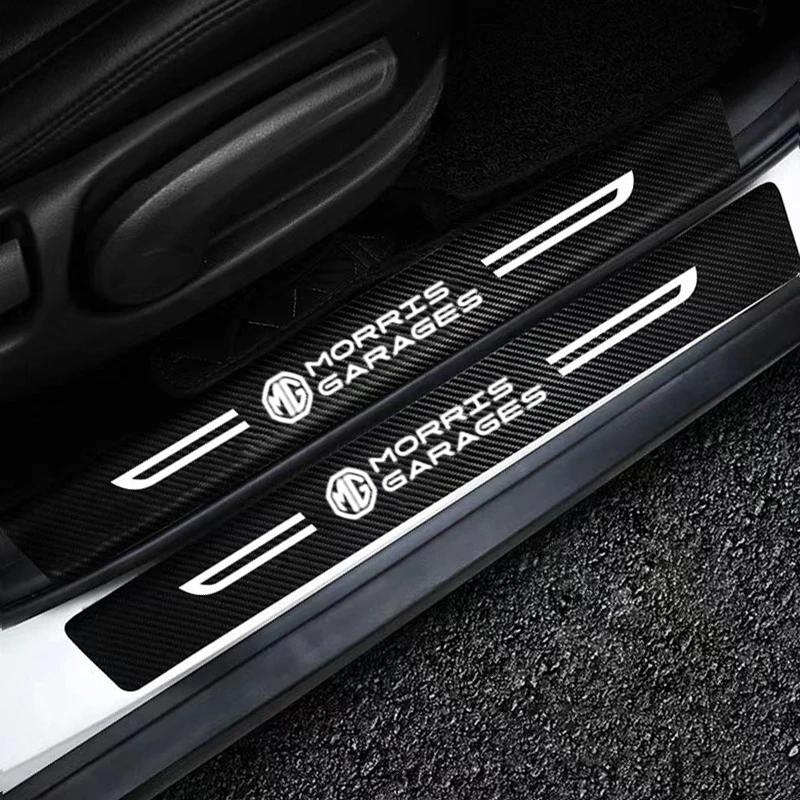 4Pcs Car Door Sill Protector Plate Threshold Stickers for Morris Garage MG Logo MG3 MG5 MG6 MG7 ZS GS GT TF ZR MG 3 5 6 7 EZS ES