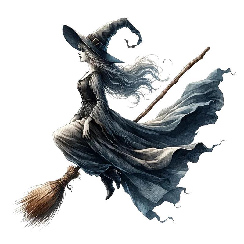 Witch on a Broom Car Stickers Waterproof Vinyl Decals Auto Body Window Bumper Decor Motorcycle Helmet Stickers TM184