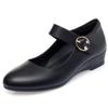 Mom shoes soft sole women's spring and autumn comfortable thick heel single shoes one-button versatile wedge heel medium women's leather shoes