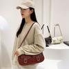 Vintage Pu Leather Shoulder Bag Y2k Zipper Handbag Fashion Women's Armpit Bag  Ladies