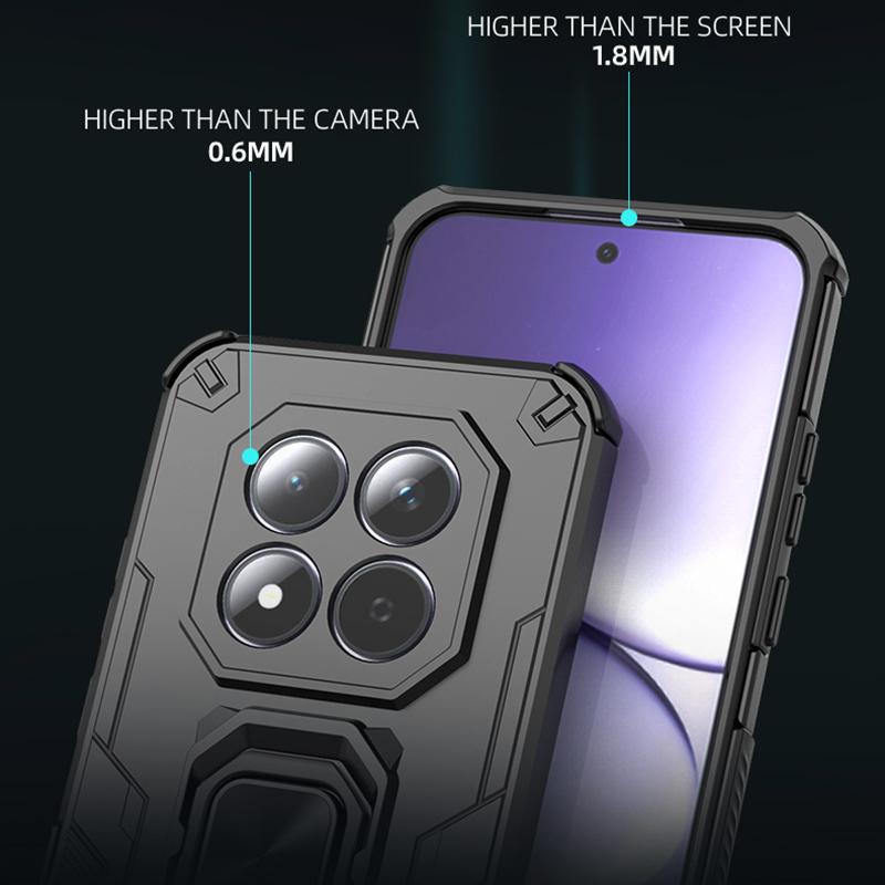 KEYSION Custodia blindata antiurto per Redmi Note 15 Pro+ 5G Silicone+PC Supporto ad anello metallico verticale Copri telefono per Redmi Note 15 4G 5G