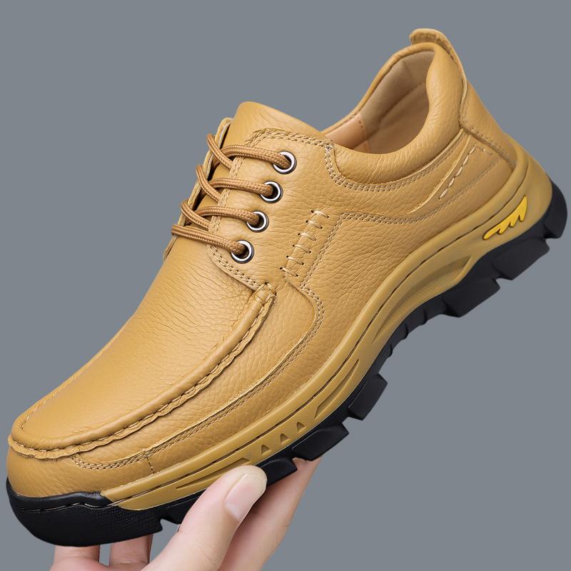 Fashion New Fashion Handmade Leather Casual Shoes Non-Slip Sneakers Man Hiking Shoes Low Top Driving Shoes Leisure Walk Treking Footwear