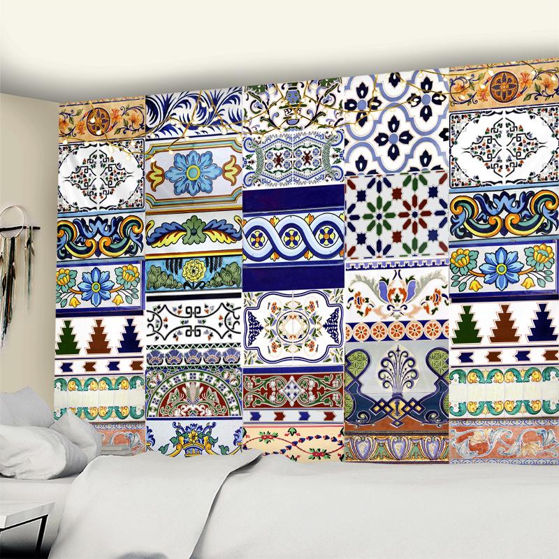 Mosaik Wandteppich Hängen Böhmischen Hexerei Blume Kunst Hippie Druck TAPIZ Schlafzimmer Zimmer Wohnkultur