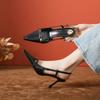 Fashion 2025 New French Patent Leather High Heels Pointed Toe Slim Stiletto Spring Summer Women Sandals Dress Shoes