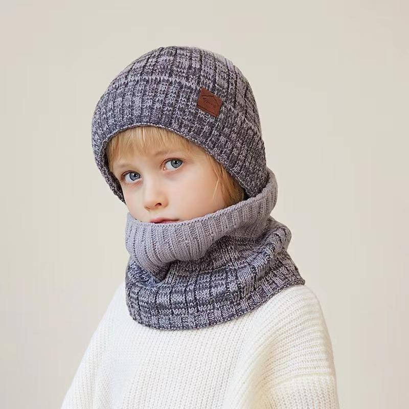 Children Winter Hat Scarf Gloves Set Knitted Kids Beanie Scarves Non Slip Telefingers Gloves Child Cap for Girls Boys