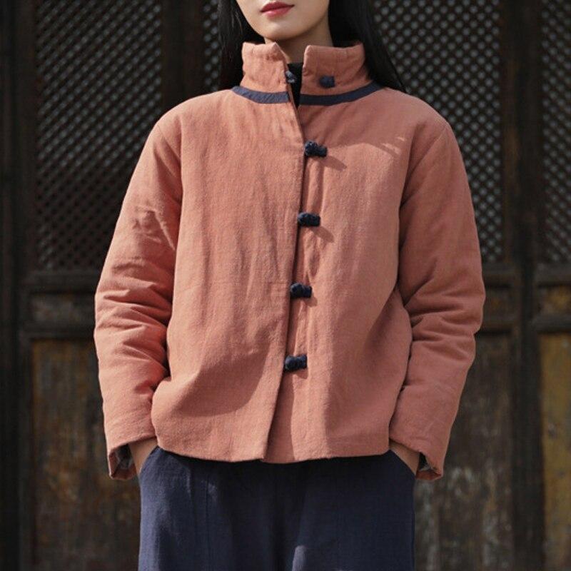 Johnature Coats Stand Long Sleeve Thick Warm Clothes Spring Button Women Jackets
