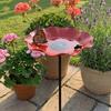 Handcrafted Metal Flower Stake Butterflies Feeder For Garden Decoration Doubles As Bees Watering Station And Bird Bath