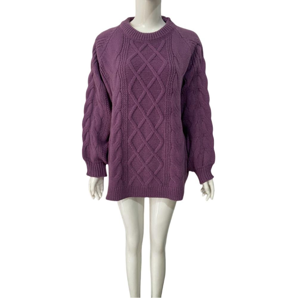 New Autumn and Winter Knitted Twist Loose Round-neck Knitted Sweater, Thickened Pullover Sweater with Thick Stitches
