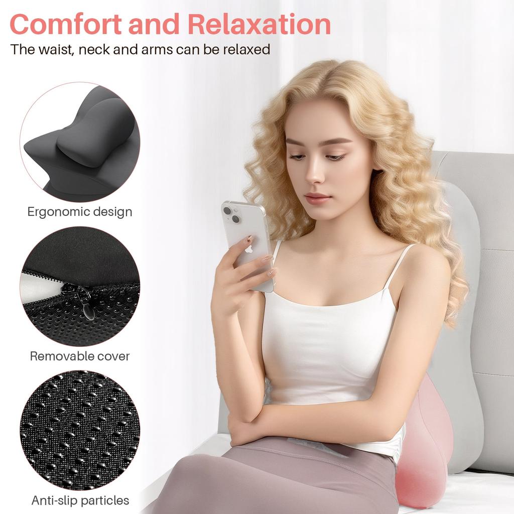 Ergonomic Memory Foam Wedge Pillow for Adults, Back Neck Shoulder Pain Relief, Adjustable Headboard Support Bed Pillow