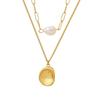 European Double-Layer Freshwater Pearl Pendant Necklace for Women, Gold-Plated Clavicle Design, P831