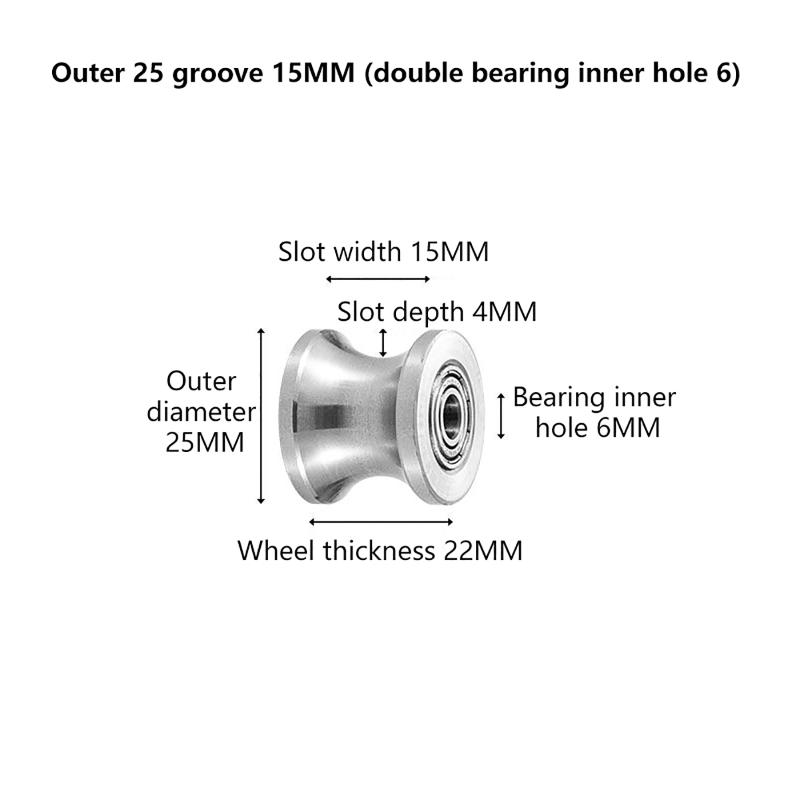 304  U Groove Bearing Wheel Smooth Pulley Roller for Cable Guide Track Sliding Door Wardrobe