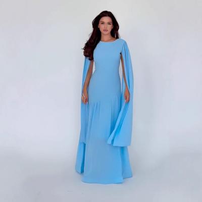 2025 Summer Women's European-American Casual Cape Sleeve Slim Dress